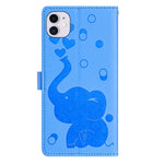 Custodia per telefono in pelle goffrata con elefante dei cartoni animati, For iPhone 11, For iPhone 11 Pro, For iPhone X / XS, For iPhone XR