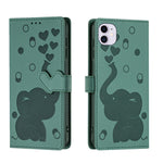 Custodia per telefono in pelle goffrata con elefante dei cartoni animati, For iPhone 11, For iPhone 11 Pro, For iPhone X / XS, For iPhone XR