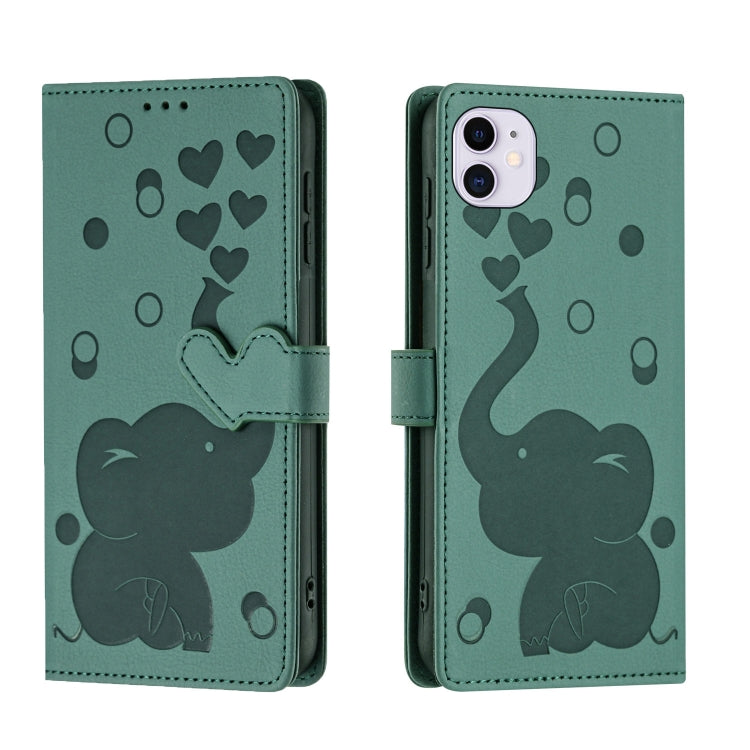 Custodia per telefono in pelle goffrata con elefante dei cartoni animati, For iPhone 11, For iPhone 11 Pro, For iPhone X / XS, For iPhone XR