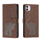 Custodia per telefono in pelle goffrata con elefante dei cartoni animati, For iPhone 11, For iPhone 11 Pro, For iPhone X / XS, For iPhone XR