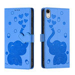 Custodia per telefono in pelle goffrata con elefante dei cartoni animati, For iPhone 11, For iPhone 11 Pro, For iPhone X / XS, For iPhone XR