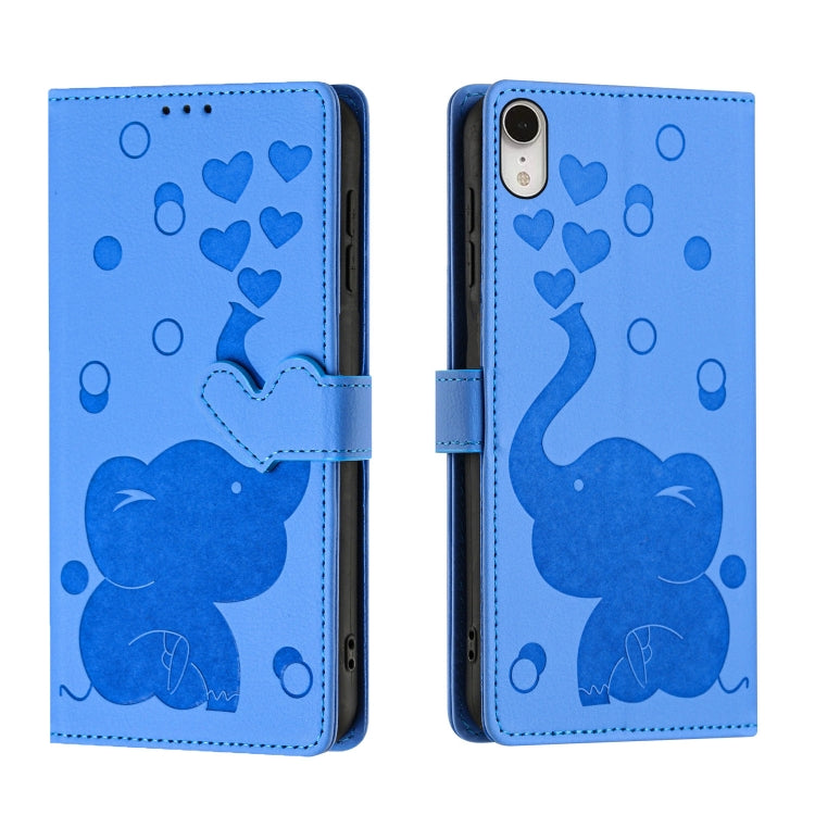 Custodia per telefono in pelle goffrata con elefante dei cartoni animati, For iPhone 11, For iPhone 11 Pro, For iPhone X / XS, For iPhone XR