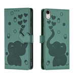 Custodia per telefono in pelle goffrata con elefante dei cartoni animati, For iPhone 11, For iPhone 11 Pro, For iPhone X / XS, For iPhone XR