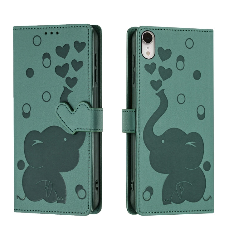 Custodia per telefono in pelle goffrata con elefante dei cartoni animati, For iPhone 11, For iPhone 11 Pro, For iPhone X / XS, For iPhone XR