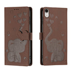 Custodia per telefono in pelle goffrata con elefante dei cartoni animati, For iPhone 11, For iPhone 11 Pro, For iPhone X / XS, For iPhone XR