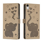 Custodia per telefono in pelle goffrata con elefante dei cartoni animati, For iPhone 11, For iPhone 11 Pro, For iPhone X / XS, For iPhone XR