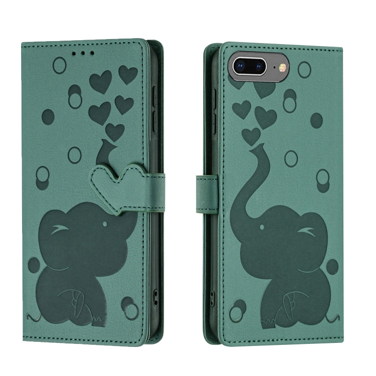 Custodia per telefono in pelle goffrata con elefante dei cartoni animati, For iPhone XS Max, For iPhone 8 Plus / 7 Plus