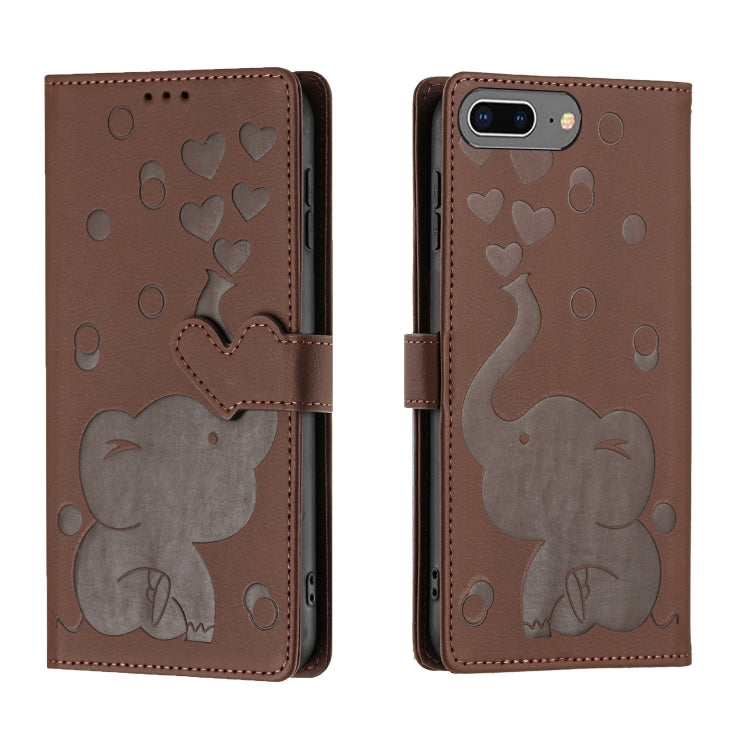 Custodia per telefono in pelle goffrata con elefante dei cartoni animati, For iPhone XS Max, For iPhone 8 Plus / 7 Plus