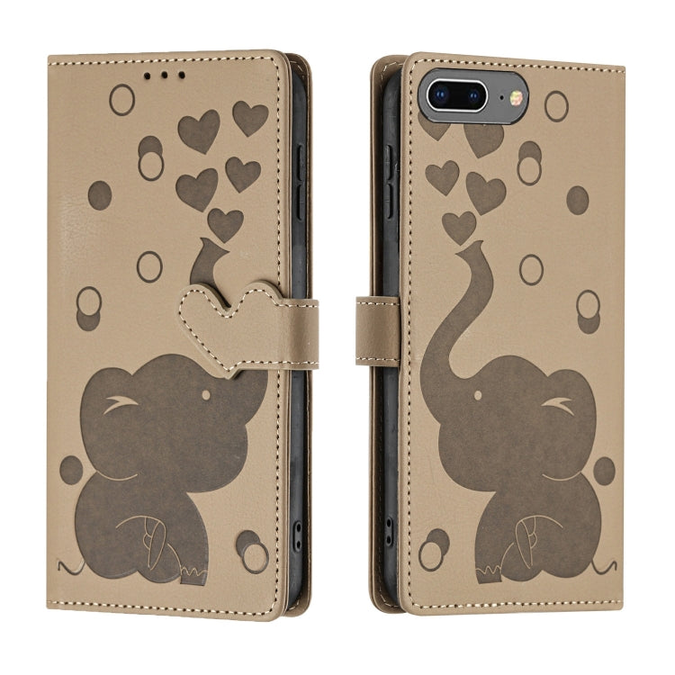 Custodia per telefono in pelle goffrata con elefante dei cartoni animati, For iPhone XS Max, For iPhone 8 Plus / 7 Plus