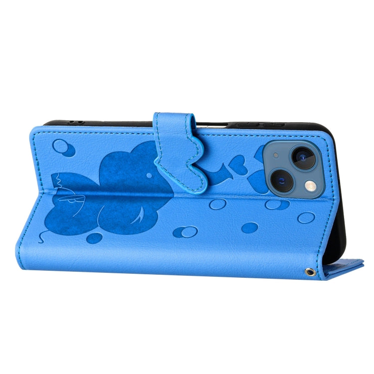 Custodia per telefono in pelle goffrata con elefante dei cartoni animati, For iPhone 13 mini / 12 mini, For iPhone 12 / 12 Pro, For iPhone 12 Pro Max, For iPhone 11 Pro Max