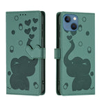 Custodia per telefono in pelle goffrata con elefante dei cartoni animati, For iPhone 13 mini / 12 mini, For iPhone 12 / 12 Pro, For iPhone 12 Pro Max, For iPhone 11 Pro Max
