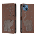 Custodia per telefono in pelle goffrata con elefante dei cartoni animati, For iPhone 13 mini / 12 mini, For iPhone 12 / 12 Pro, For iPhone 12 Pro Max, For iPhone 11 Pro Max