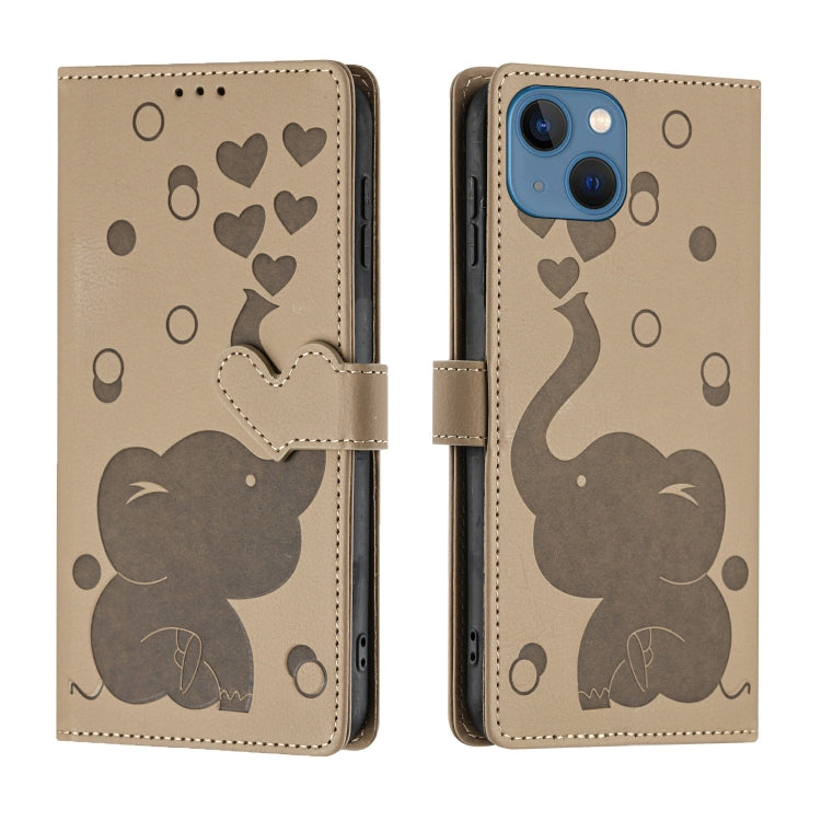 Custodia per telefono in pelle goffrata con elefante dei cartoni animati, For iPhone 13 mini / 12 mini, For iPhone 12 / 12 Pro, For iPhone 12 Pro Max, For iPhone 11 Pro Max