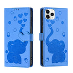 Custodia per telefono in pelle goffrata con elefante dei cartoni animati, For iPhone 11, For iPhone 11 Pro, For iPhone X / XS, For iPhone XR