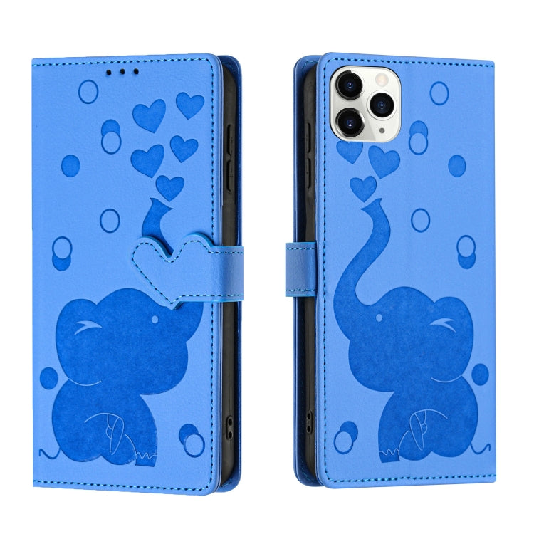 Custodia per telefono in pelle goffrata con elefante dei cartoni animati, For iPhone 13 mini / 12 mini, For iPhone 12 / 12 Pro, For iPhone 12 Pro Max, For iPhone 11 Pro Max