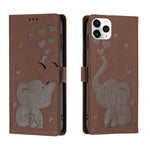 Custodia per telefono in pelle goffrata con elefante dei cartoni animati, For iPhone 13 mini / 12 mini, For iPhone 12 / 12 Pro, For iPhone 12 Pro Max, For iPhone 11 Pro Max