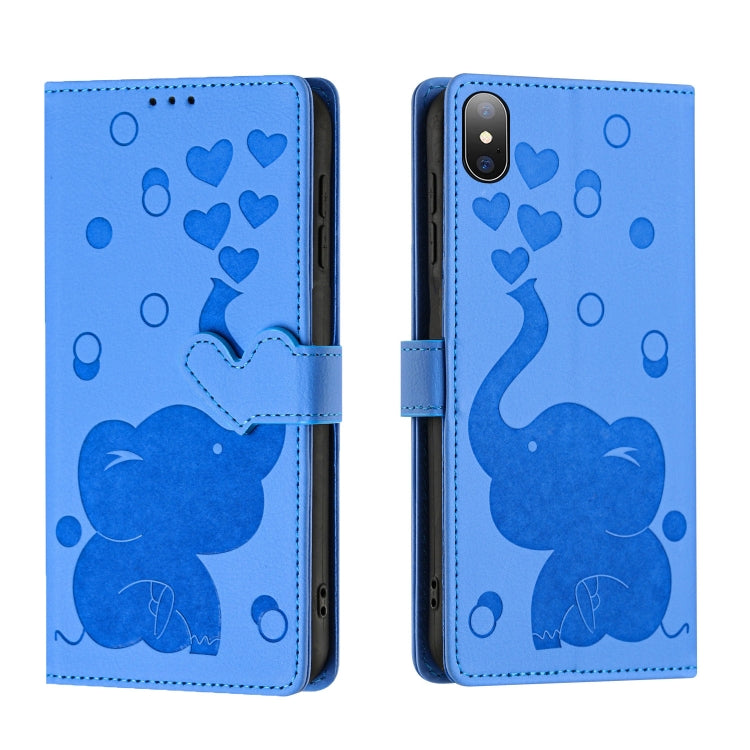 Custodia per telefono in pelle goffrata con elefante dei cartoni animati, For iPhone XS Max, For iPhone 8 Plus / 7 Plus
