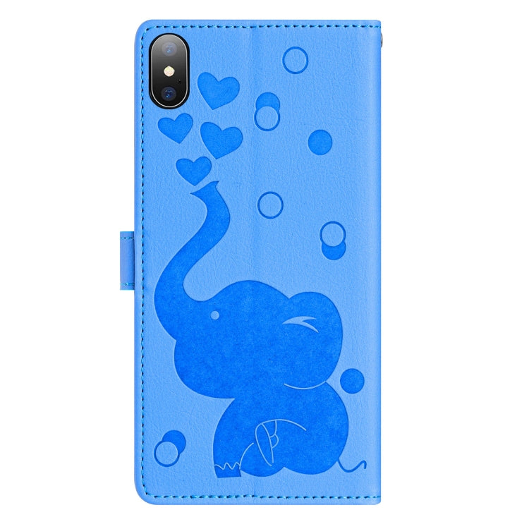 Custodia per telefono in pelle goffrata con elefante dei cartoni animati, For iPhone XS Max, For iPhone 8 Plus / 7 Plus