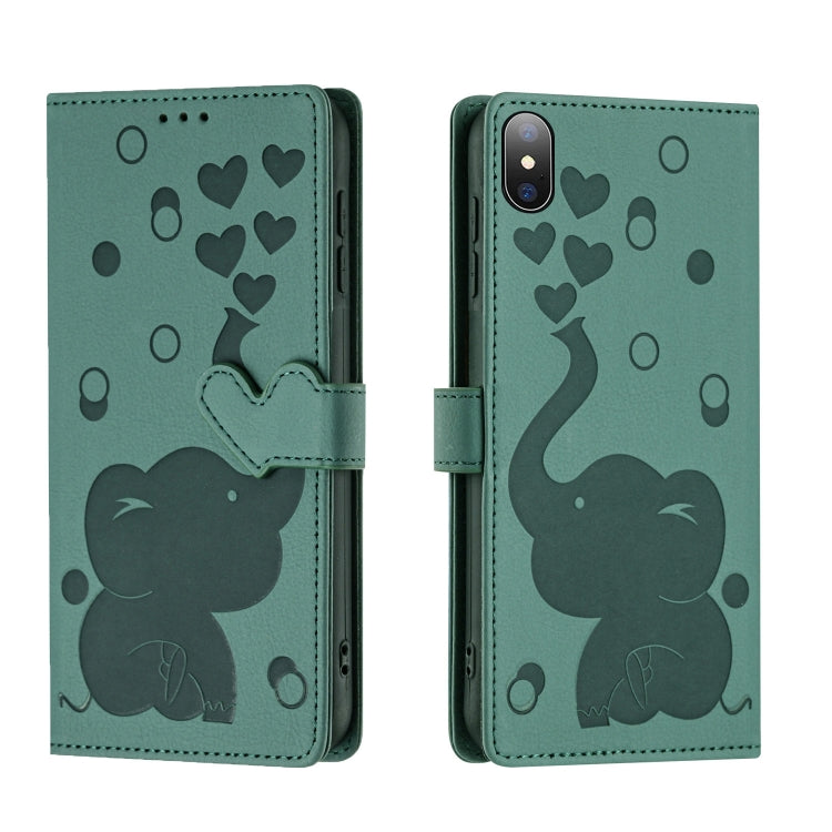 Custodia per telefono in pelle goffrata con elefante dei cartoni animati, For iPhone XS Max, For iPhone 8 Plus / 7 Plus