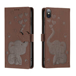 Custodia per telefono in pelle goffrata con elefante dei cartoni animati, For iPhone XS Max, For iPhone 8 Plus / 7 Plus