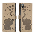 Custodia per telefono in pelle goffrata con elefante dei cartoni animati, For iPhone XS Max, For iPhone 8 Plus / 7 Plus