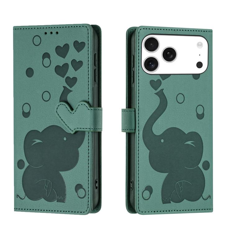 Custodia per telefono in pelle goffrata con elefante dei cartoni animati, For iPhone 17 Pro Max, For iPhone 17 Pro, For iPhone 17, For iPhone Air