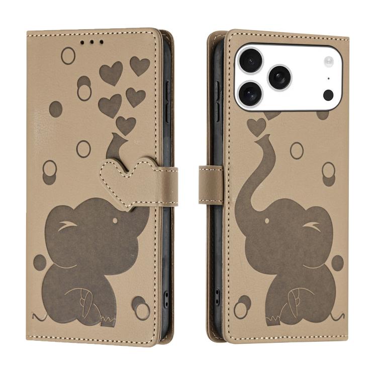 Custodia per telefono in pelle goffrata con elefante dei cartoni animati, For iPhone 17 Pro Max, For iPhone 17 Pro, For iPhone 17, For iPhone Air