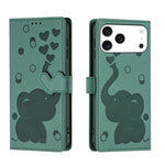 Custodia per telefono in pelle goffrata con elefante dei cartoni animati, For iPhone 17 Pro Max, For iPhone 17 Pro, For iPhone 17, For iPhone Air