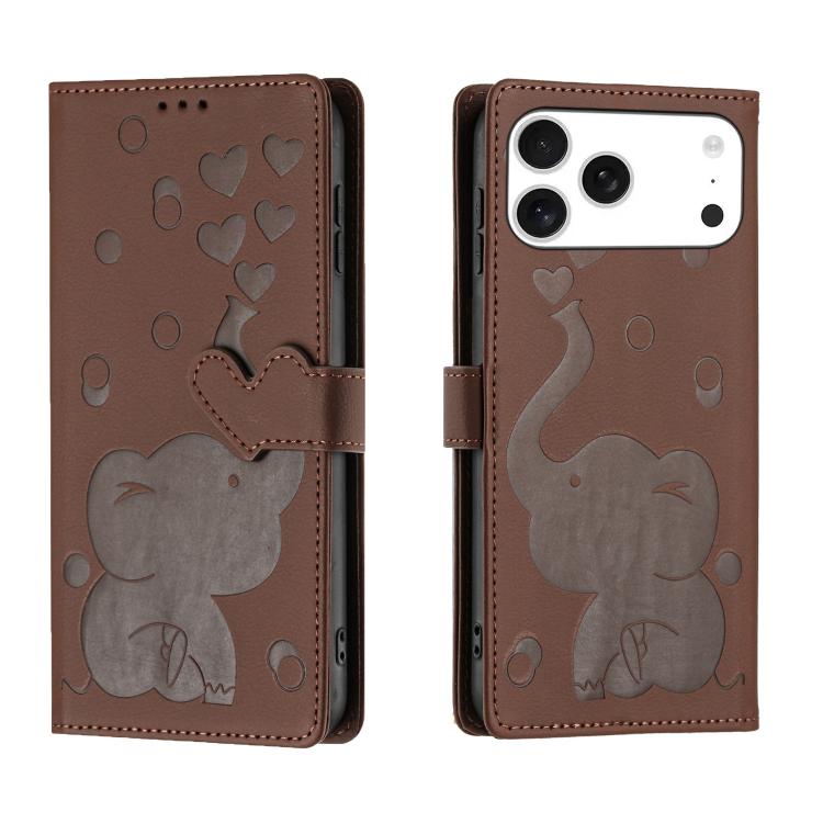 Custodia per telefono in pelle goffrata con elefante dei cartoni animati, For iPhone 17 Pro Max, For iPhone 17 Pro, For iPhone 17, For iPhone Air