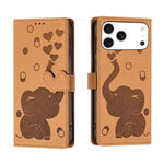 Custodia per telefono in pelle goffrata con elefante dei cartoni animati, For iPhone 17 Pro Max, For iPhone 17 Pro, For iPhone 17, For iPhone Air