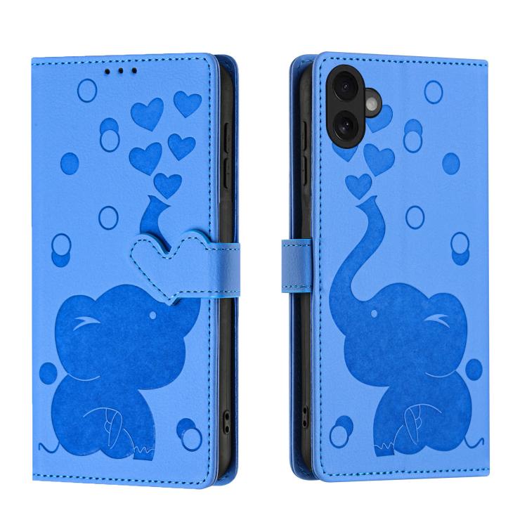 Custodia per telefono in pelle goffrata con elefante dei cartoni animati, For iPhone 17 Pro Max, For iPhone 17 Pro, For iPhone 17, For iPhone Air