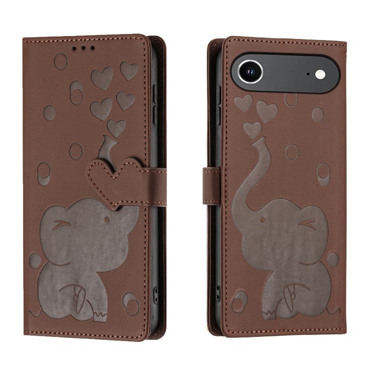 Custodia per telefono in pelle goffrata con elefante dei cartoni animati, For iPhone 17 Pro Max, For iPhone 17 Pro, For iPhone 17, For iPhone Air