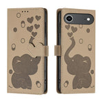Custodia per telefono in pelle goffrata con elefante dei cartoni animati, For iPhone 17 Pro Max, For iPhone 17 Pro, For iPhone 17, For iPhone Air