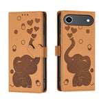 Custodia per telefono in pelle goffrata con elefante dei cartoni animati, For iPhone 17 Pro Max, For iPhone 17 Pro, For iPhone 17, For iPhone Air
