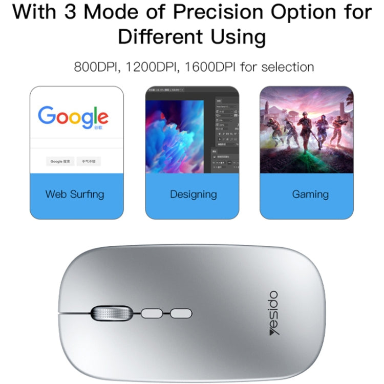 Mouse ottico wireless ricaricabile sottile Yesido KB15 2.4G, KB15