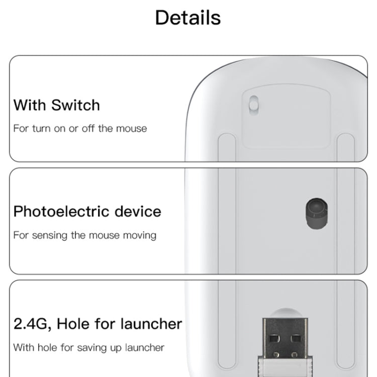 Mouse ottico wireless ricaricabile sottile Yesido KB15 2.4G, KB15