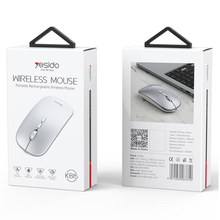 Mouse ottico wireless ricaricabile sottile Yesido KB15 2.4G, KB15