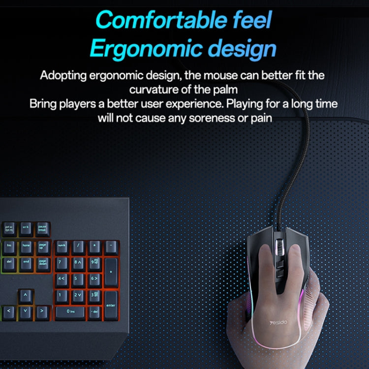 Mouse cablato RGB USB 7200DPI Yesido KB20, KB20