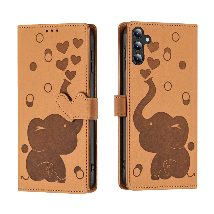 Custodia per telefono in pelle goffrata con elefante dei cartoni animati, For Samsung Galaxy A15, For Samsung Galaxy A55 5G, For Samsung Galaxy A35 5G, For Samsung Galaxy A05s