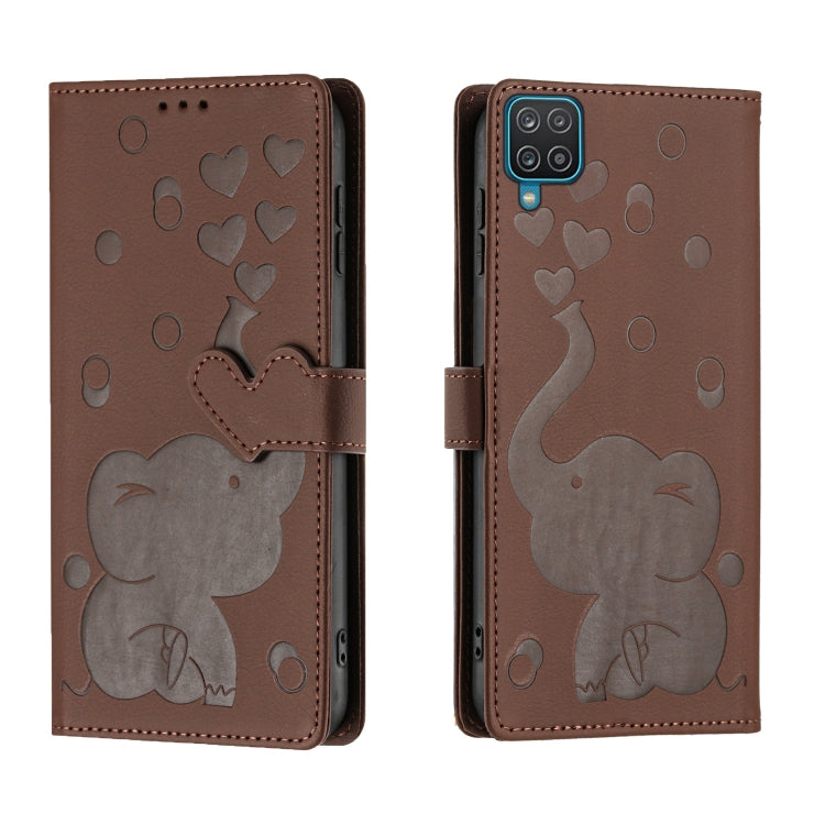 Custodia per telefono in pelle goffrata con elefante dei cartoni animati, For Samsung Galaxy A34 5G, For Samsung Galaxy A54 5G, For Samsung Galaxy A12 5G, For Samsung Galaxy A13 4G / 5G