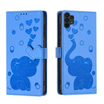 Custodia per telefono in pelle goffrata con elefante dei cartoni animati, For Samsung Galaxy A34 5G, For Samsung Galaxy A54 5G, For Samsung Galaxy A12 5G, For Samsung Galaxy A13 4G / 5G