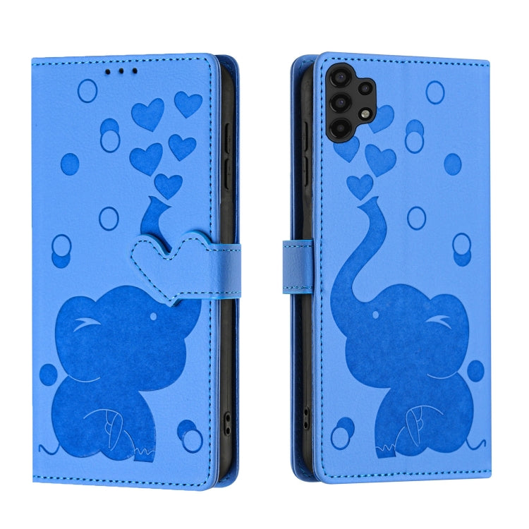 Custodia per telefono in pelle goffrata con elefante dei cartoni animati, For Samsung Galaxy A34 5G, For Samsung Galaxy A54 5G, For Samsung Galaxy A12 5G, For Samsung Galaxy A13 4G / 5G