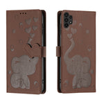 Custodia per telefono in pelle goffrata con elefante dei cartoni animati, For Samsung Galaxy A34 5G, For Samsung Galaxy A54 5G, For Samsung Galaxy A12 5G, For Samsung Galaxy A13 4G / 5G