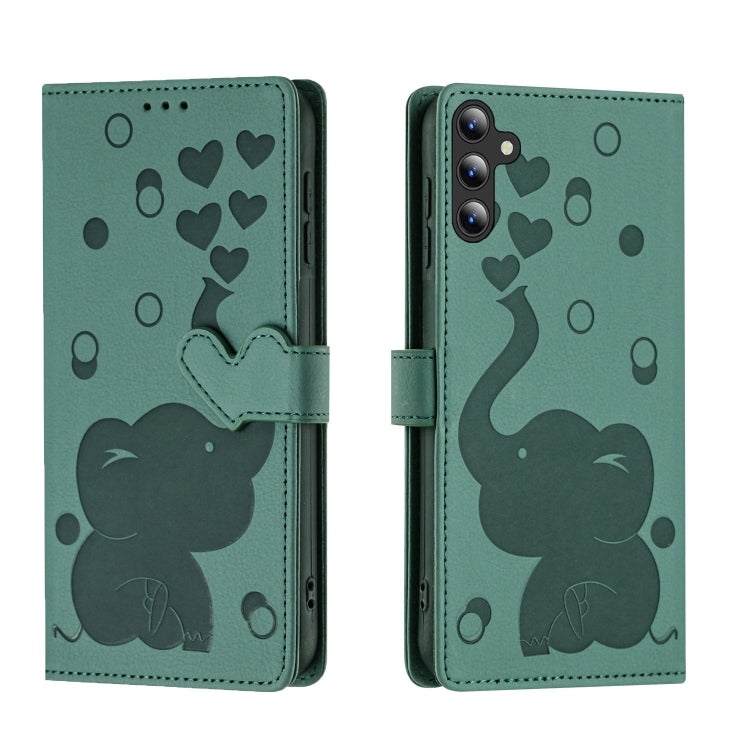 Custodia per telefono in pelle goffrata con elefante dei cartoni animati, For Samsung Galaxy A15, For Samsung Galaxy A55 5G, For Samsung Galaxy A35 5G, For Samsung Galaxy A05s