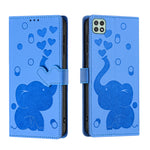 Custodia per telefono in pelle goffrata con elefante dei cartoni animati, For Samsung Galaxy A53 5G, For Samsung Galaxy A33 5G, For Samsung Galaxy A52 4G / 5G, For Samsung Galaxy A22 5G