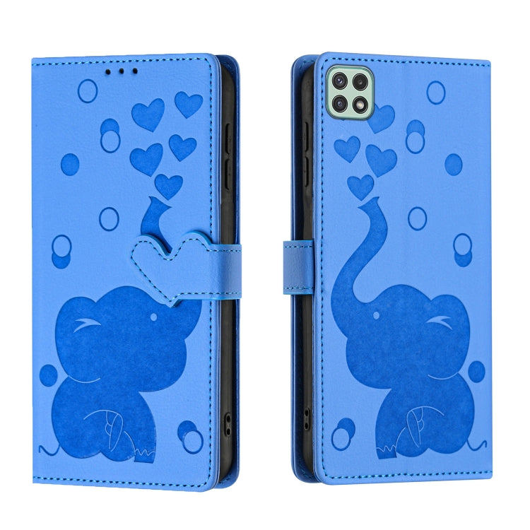 Custodia per telefono in pelle goffrata con elefante dei cartoni animati, For Samsung Galaxy A53 5G, For Samsung Galaxy A33 5G, For Samsung Galaxy A52 4G / 5G, For Samsung Galaxy A22 5G