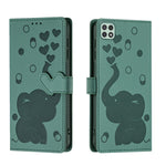 Custodia per telefono in pelle goffrata con elefante dei cartoni animati, For Samsung Galaxy A53 5G, For Samsung Galaxy A33 5G, For Samsung Galaxy A52 4G / 5G, For Samsung Galaxy A22 5G