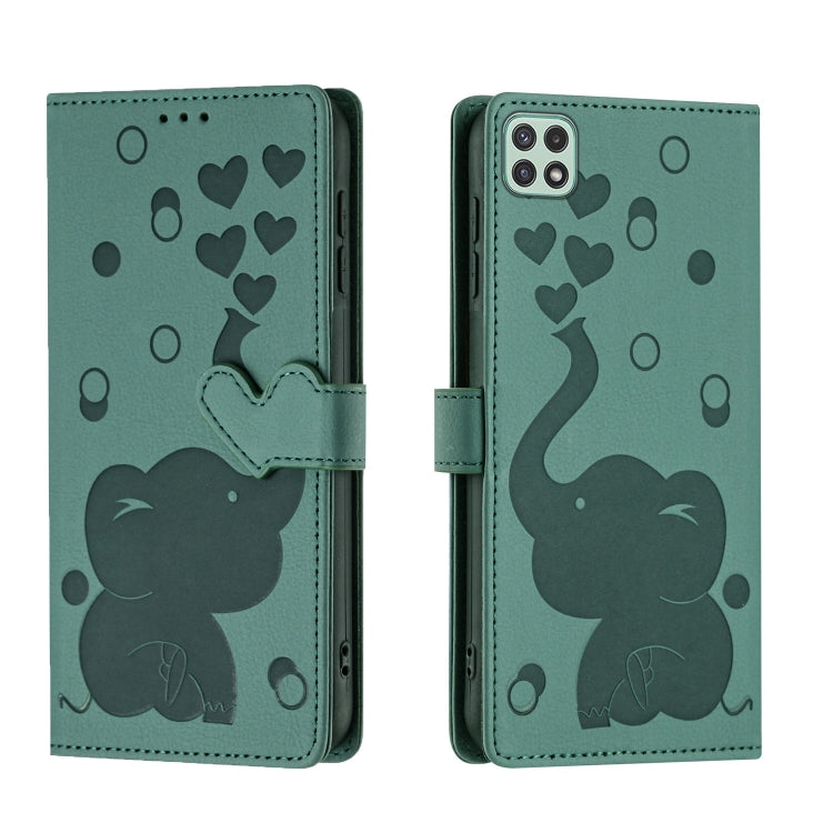 Custodia per telefono in pelle goffrata con elefante dei cartoni animati, For Samsung Galaxy A53 5G, For Samsung Galaxy A33 5G, For Samsung Galaxy A52 4G / 5G, For Samsung Galaxy A22 5G