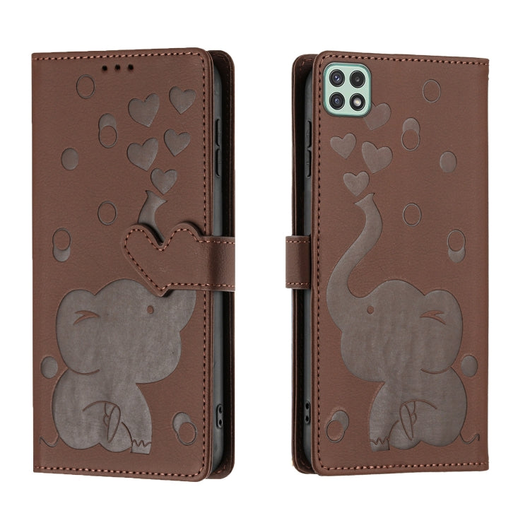 Custodia per telefono in pelle goffrata con elefante dei cartoni animati, For Samsung Galaxy A53 5G, For Samsung Galaxy A33 5G, For Samsung Galaxy A52 4G / 5G, For Samsung Galaxy A22 5G
