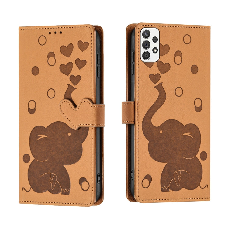 Custodia per telefono in pelle goffrata con elefante dei cartoni animati, For Samsung Galaxy A25 5G, For Samsung Galaxy A24 4G, For Samsung Galaxy A23 5G, For Samsung Galaxy A14